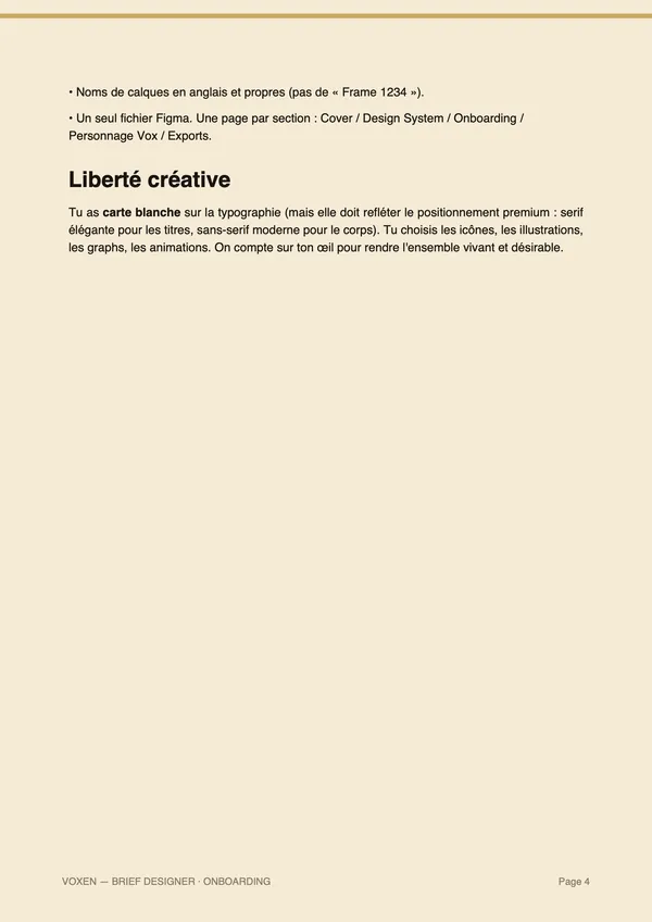 La page «&nbsp;Liberté créative&nbsp;» du brief.